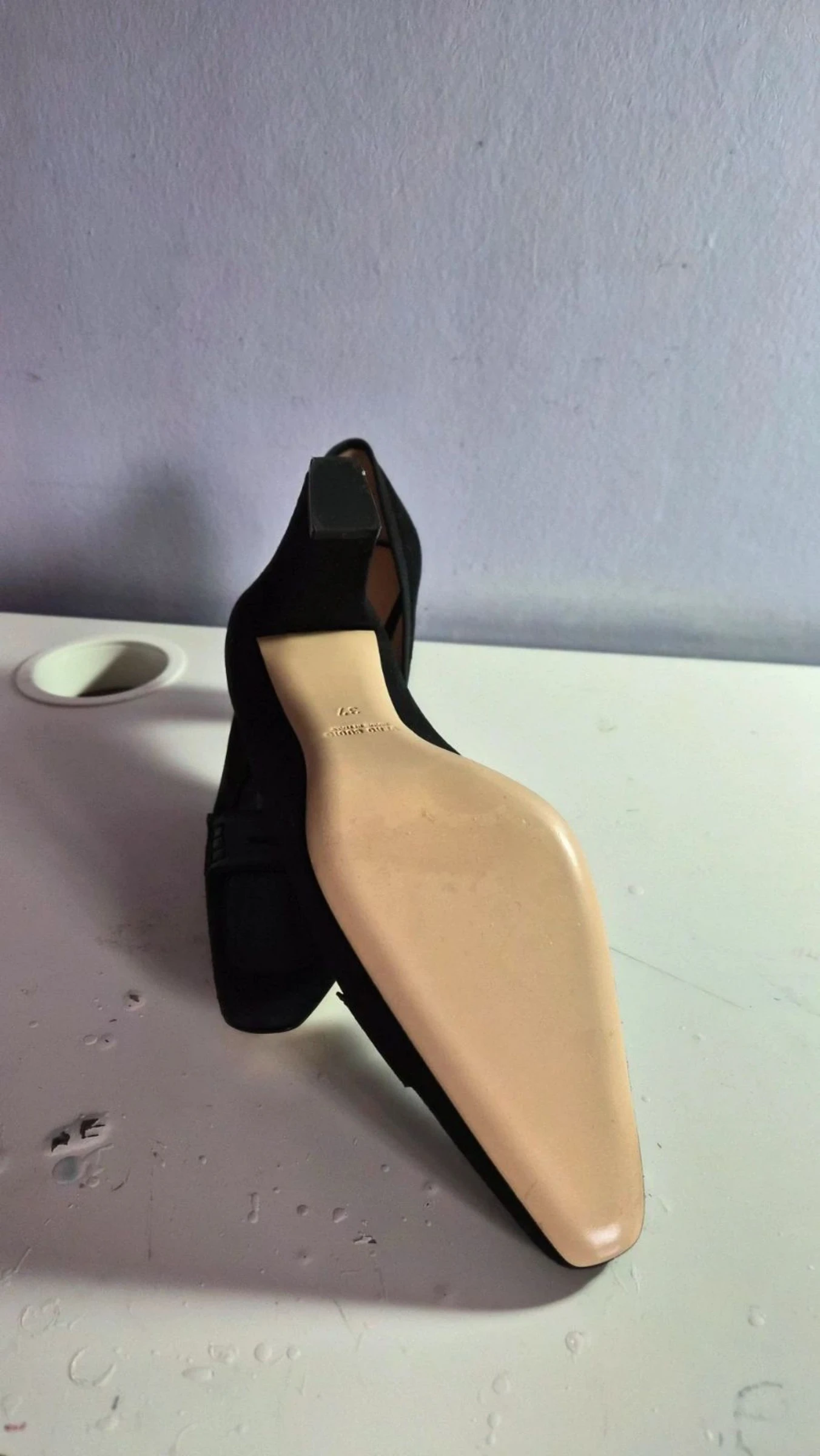 Scarpins / Sapatos de salto feminino preto couro e camurça Jet set tamanho 37 – photo 4